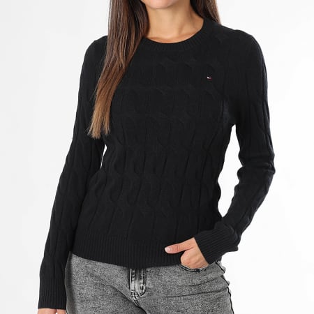 Tommy Hilfiger - Pull Femme Soft Wool Cable 3586 Noir
