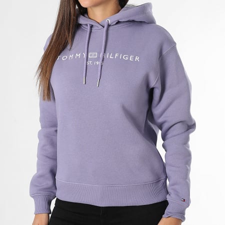 Tommy Hilfiger - Sweat Capuche Femme Corp Logo 3598 Violet Clair