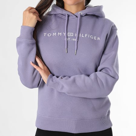 Tommy Hilfiger - Sweat Capuche Femme Corp Logo 3598 Violet Clair