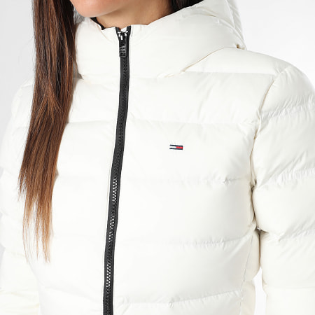 Tommy Jeans - Edredón con capucha y cremallera para mujer Print Down 1617 Blanco