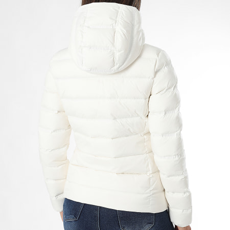 Tommy Jeans - Edredón con capucha y cremallera para mujer Print Down 1617 Blanco