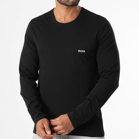 BOSS - Lot De 3 Tee Shirts Manches Longues 50492321 Noir Bleu Marine Gris Anthracite