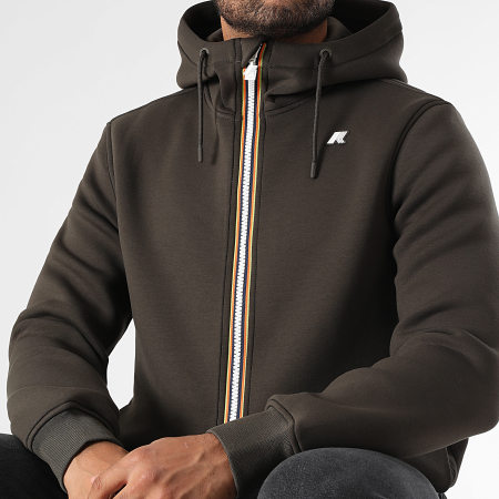 K-Way - Sweat Zippé Capuche Rainer Spacer K2141DW Vert Kaki Foncé