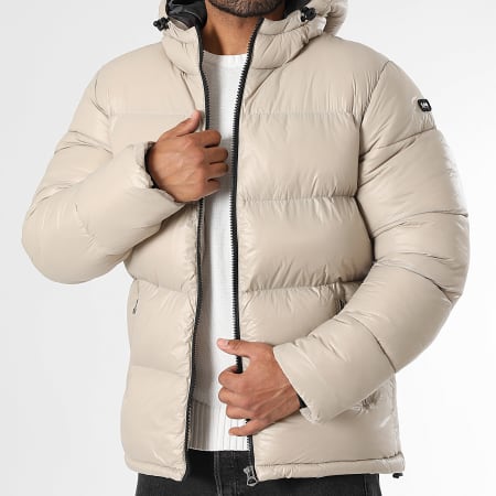 Schott NYC - Columbus Beige Hooded Down Jacket