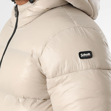 Schott NYC - Columbus Beige Hooded Down Jacket