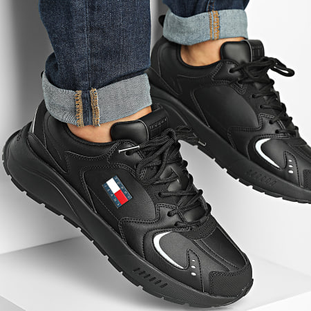Tommy Jeans - Baskets TJM Runner Leather 1621 Black