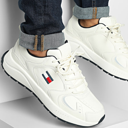 Tommy Jeans - Baskets TJM Runner Leather 1621 Ecru