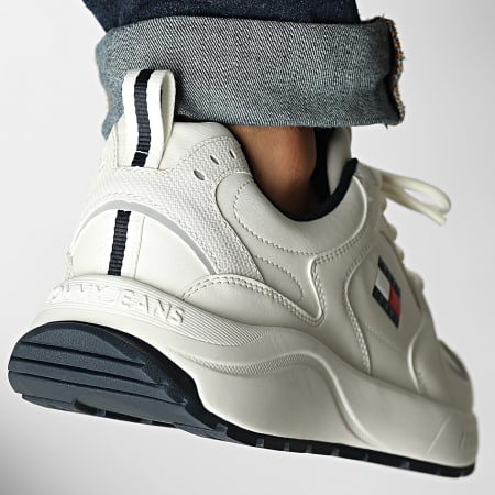 Tommy Jeans - Baskets TJM Runner Leather 1621 Ecru