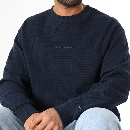 Tommy Jeans Sweat Crewneck Waffle Script 1622 Bleu Marine