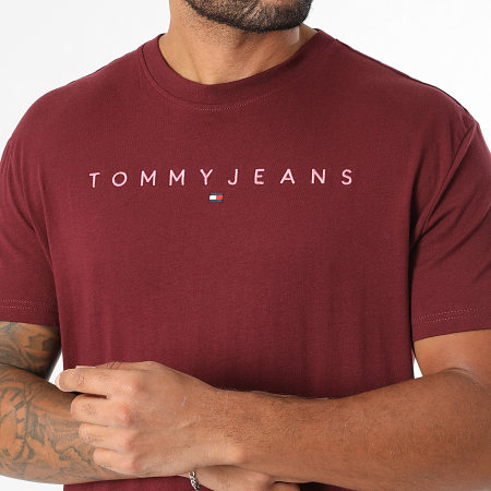 Tommy Jeans - Linear Logo Tee Shirt 0744 Bordeaux - Ryses