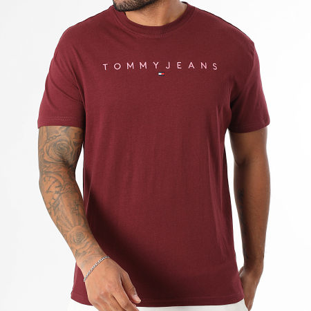 Tommy Jeans - Linear Logo Tee Shirt 0744 Bordeaux - Ryses