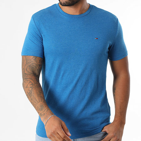 Tommy Jeans - Tee Shirt Slim Jaspe 0363 Bleu Roi Chiné