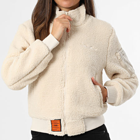 Bombers Original - Chaqueta Sherpa con cremallera Mujer Edmonton Beige