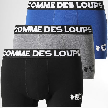 Comme Des Loups - Lot De 3 Boxers Classic Noir Gris Chiné Bleu Roi