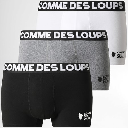 Comme Des Loups - Pack de 3 Boxers Classic Preto Cinza Mesclado Branco
