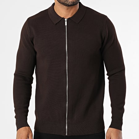 Frilivin - Cárdigan con cremallera marrón LDZ