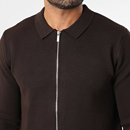 Frilivin - Cárdigan con cremallera marrón LDZ