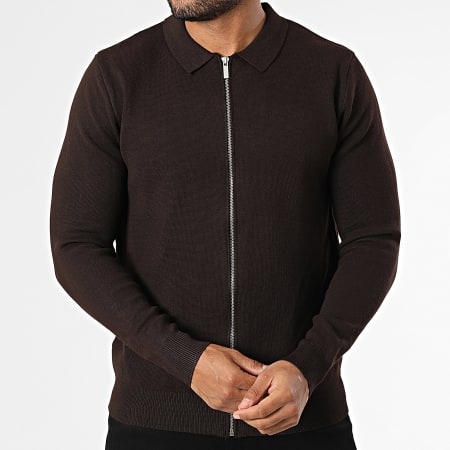 Frilivin - Cárdigan con cremallera marrón LDZ