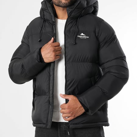 Helvetica - Doudoune Capuche Middle Block Noir