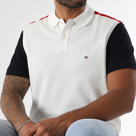 Tommy Hilfiger - Polo Manches Courtes Blocking 0291 Blanc Bleu Marine Rouge
