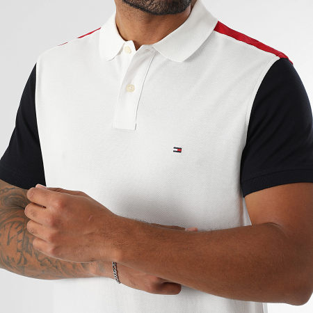 Tommy Hilfiger - Polo Manches Courtes Blocking 0291 Blanc Bleu Marine Rouge
