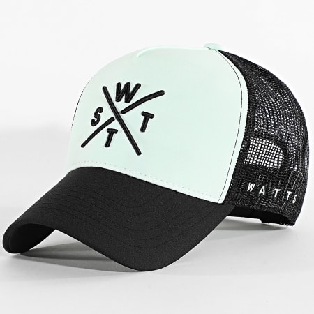 Watts - Casquette Trucker Tribe Noir Vert Clair
