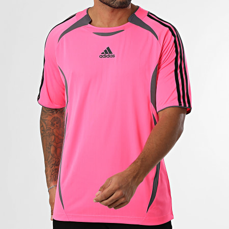 Adidas Sportswear - Teamgeist Striped Tee Shirt JX1536 Fluo Pink