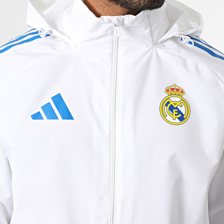 Adidas Sportswear - Veste Capuche Zippée A Bandes Real Madrid JP4024 Blanc
