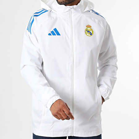 Adidas Sportswear - Veste Capuche Zippée A Bandes Real Madrid JP4024 Blanc