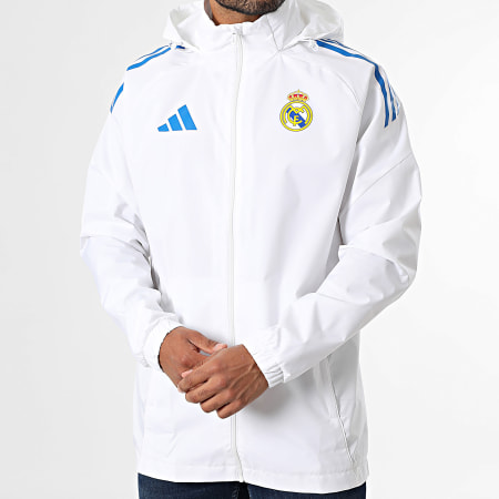 Adidas Sportswear - Veste Capuche Zippée A Bandes Real Madrid JP4024 Blanc