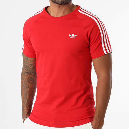 Adidas Originals - Tee Shirt A Bandes Tight 3 Stripes JX1545 Rouge Blanc