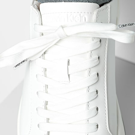 Calvin Klein - Cupsole Laceup Piel 1437 Blanco Brillante Negro Sneakers