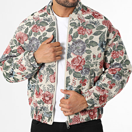 Frilivin - Chaqueta con cremallera L39 Beige claro Rosa claro Azul claro Floral
