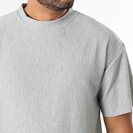 Frilivin - Ensemble Tee Shirt Oversize Large et Pantalon Texturé 169 Gris Chiné