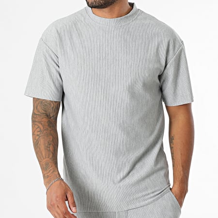 Frilivin - Ensemble Tee Shirt Oversize Large et Pantalon Texturé 169 Gris Chiné