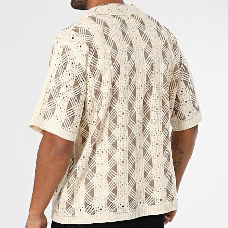 Frilivin - Chemise Manches Courtes Ajourée 300 Beige Clair Beige Foncé