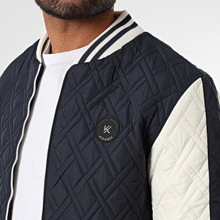 Kymaxx - Veste Teddy Bleu Marine Beige