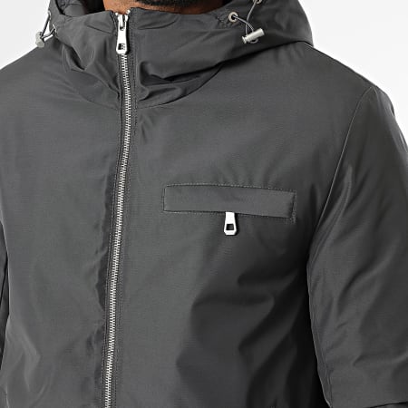 Kymaxx - Parka Capuche Zippée Gris Anthracite