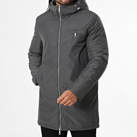 Kymaxx - Parka Capuche Zippée Gris Anthracite