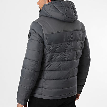 Kymaxx - Doudoune Capuche Zippée Unie Gris Anthracite