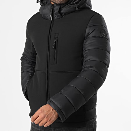 Kymaxx - Doudoune Capuche Zippée Unie Noir