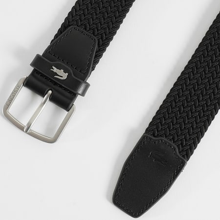 Lacoste - Cinturón Trenzado Con Logo Cocodrilo Metal Negro