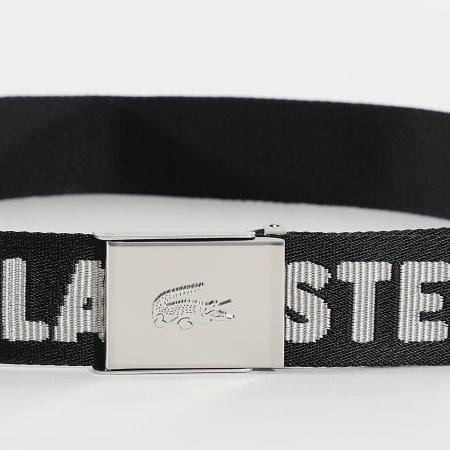Lacoste - Placa para cinturón con logotipo bordado Negro Beige