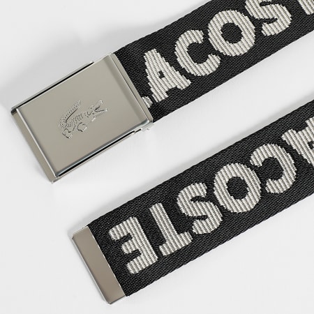 Lacoste - Placa para cinturón con logotipo bordado Negro Beige
