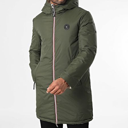 Kymaxx - Parka Réversible Capuche Zippé Vert Kaki Beige
