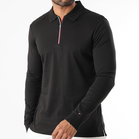 Tommy Hilfiger - Polo Manches Longues Col Zippé Interlock 0302 Noir