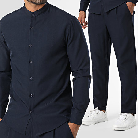Frilivin - Ensemble Chemise Manches Longues Et Pantalon Habillé 170 Bleu Marine