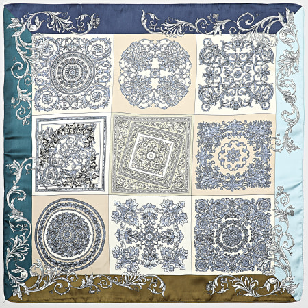 Frilivin - Bufanda L38 Beige Azul claro Azul marino