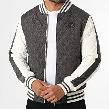 Kymaxx - Veste Teddy Gris Anthracite Beige