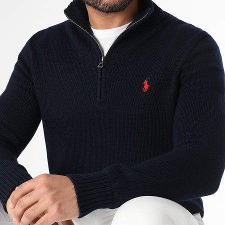 Polo Ralph Lauren - Pull Col Zippé Original Player Bleu Marine